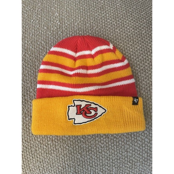 ’47 Other - kansas city chiefs Stripes knit hat beanie 47 brand Red Yellow LNC